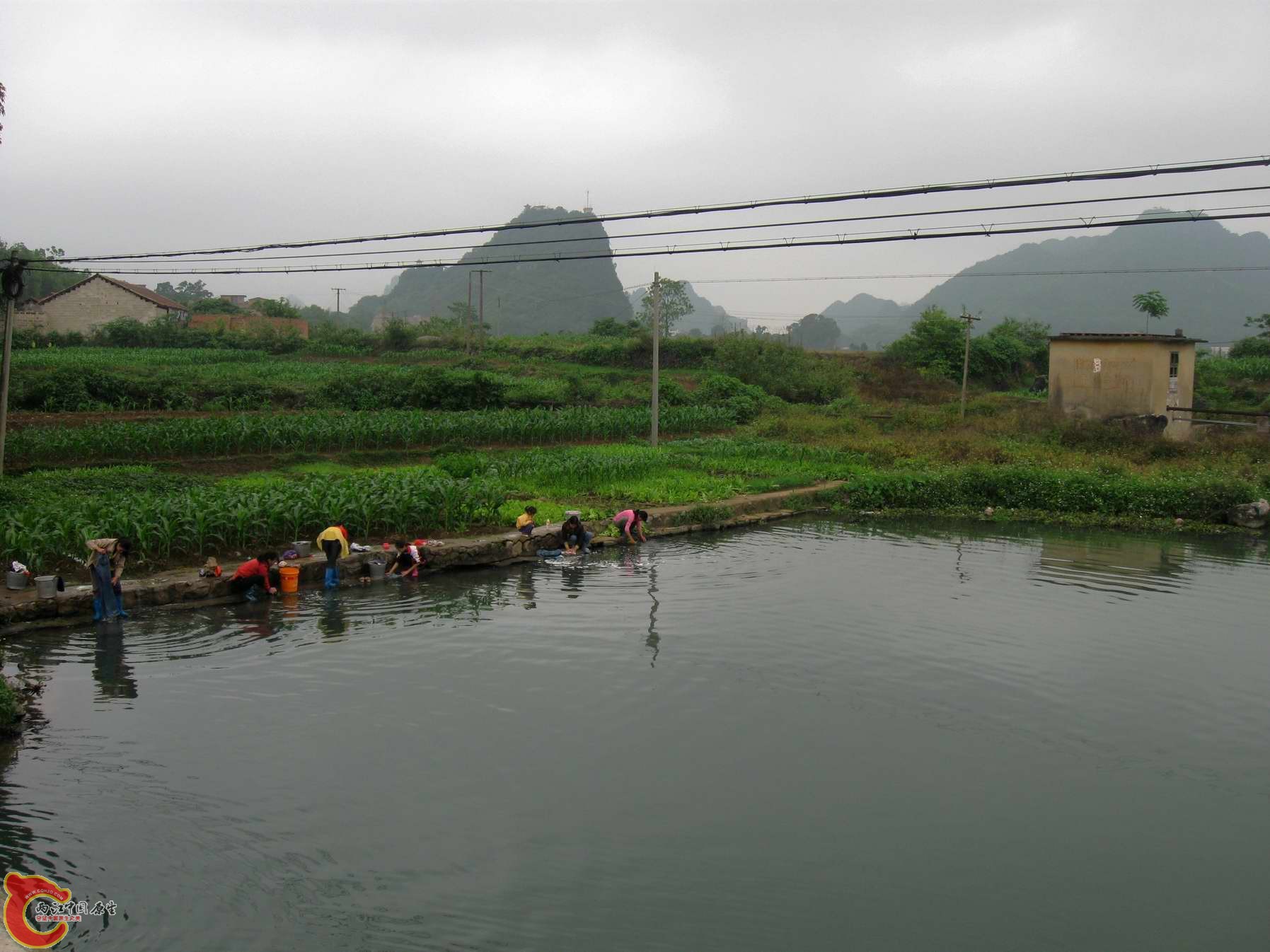 路过一条水质还可以的小河,停车到河边下个虾笼